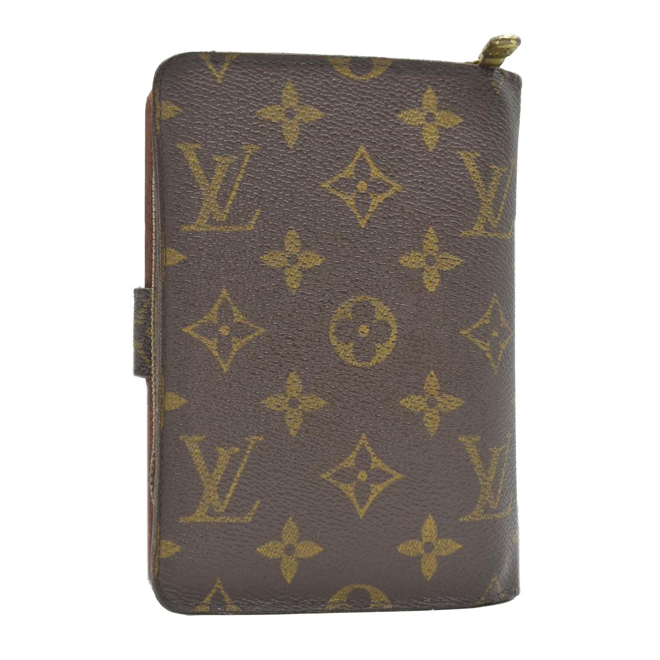 $750 Louis Vuitton Monogram Porte Papier Zippe Bifold Wallet Brown