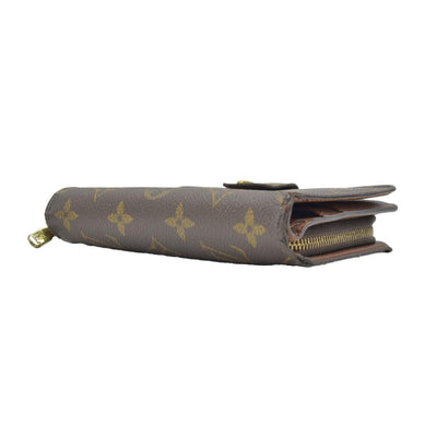 $750 Louis Vuitton Monogram Porte Papier Zippe Bifold Wallet Brown