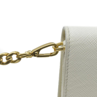 $2100 Prada White Saffiano Leather Mini Crossbody Flap Bag