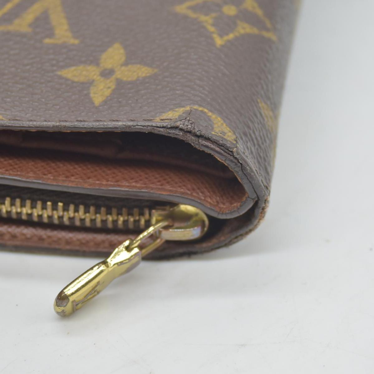 $750 Louis Vuitton Monogram Porte Papier Zippe Bifold Wallet Brown
