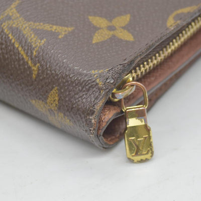 $750 Louis Vuitton Monogram Porte Papier Zippe Bifold Wallet Brown
