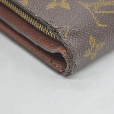 $750 Louis Vuitton Monogram Porte Papier Zippe Bifold Wallet Brown 10020017