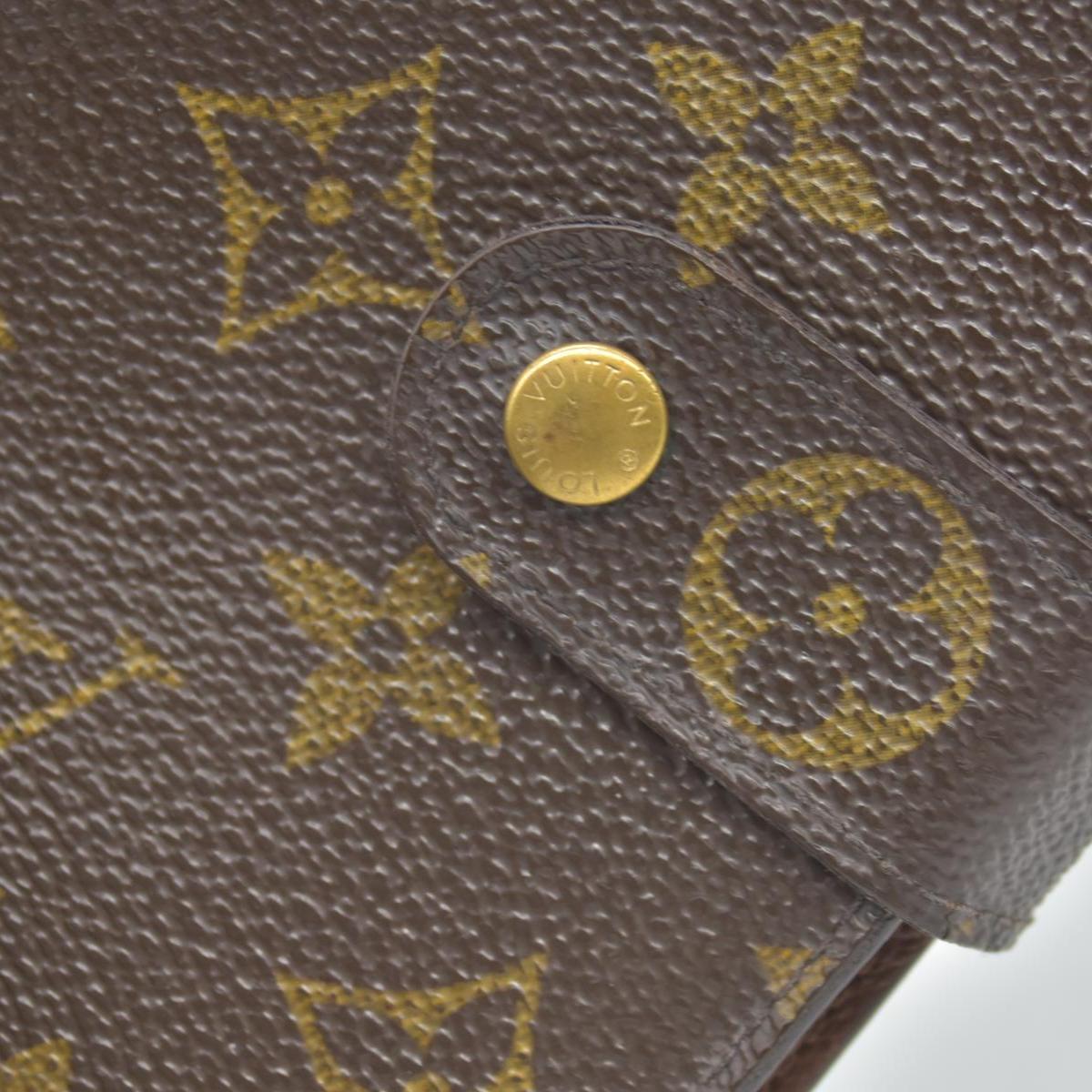 $750 Louis Vuitton Monogram Porte Papier Zippe Bifold Wallet Brown