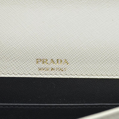 $2100 Prada White Saffiano Leather Mini Crossbody Flap Bag