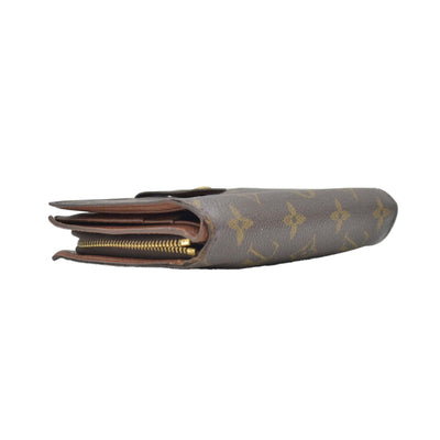 $750 Louis Vuitton Monogram Porte Papier Zippe Bifold Wallet Brown SP0030