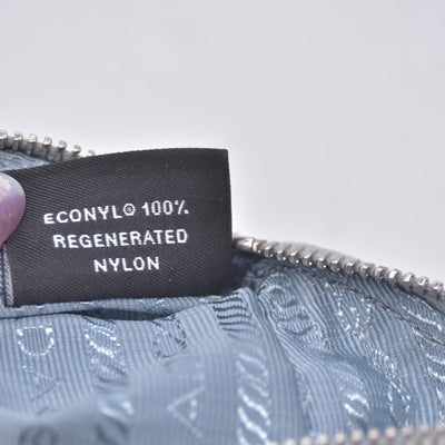 $925 Prada Triangle Plate Wrist Pouch Silver