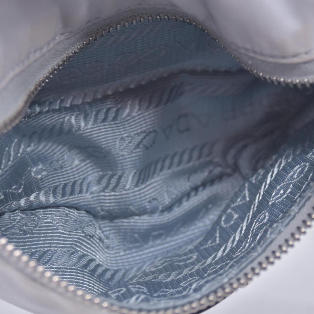 $925 Prada Triangle Plate Wrist Pouch Silver