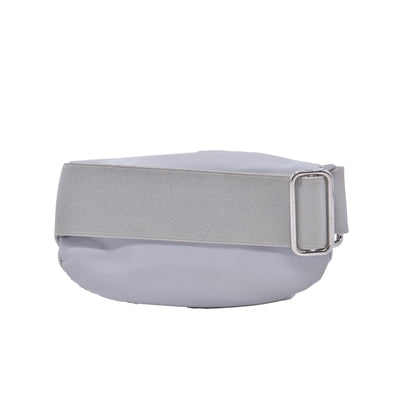 $925 Prada Triangle Plate Wrist Pouch Silver