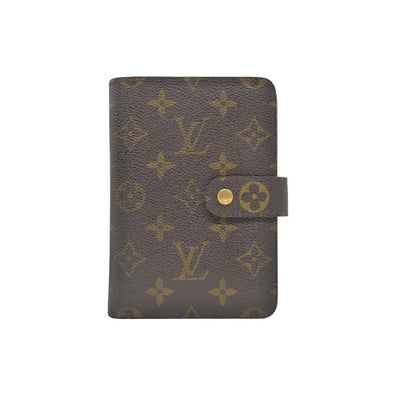 $750 Louis Vuitton Monogram Porte Papier Zippe Bifold Wallet Brown SP0078