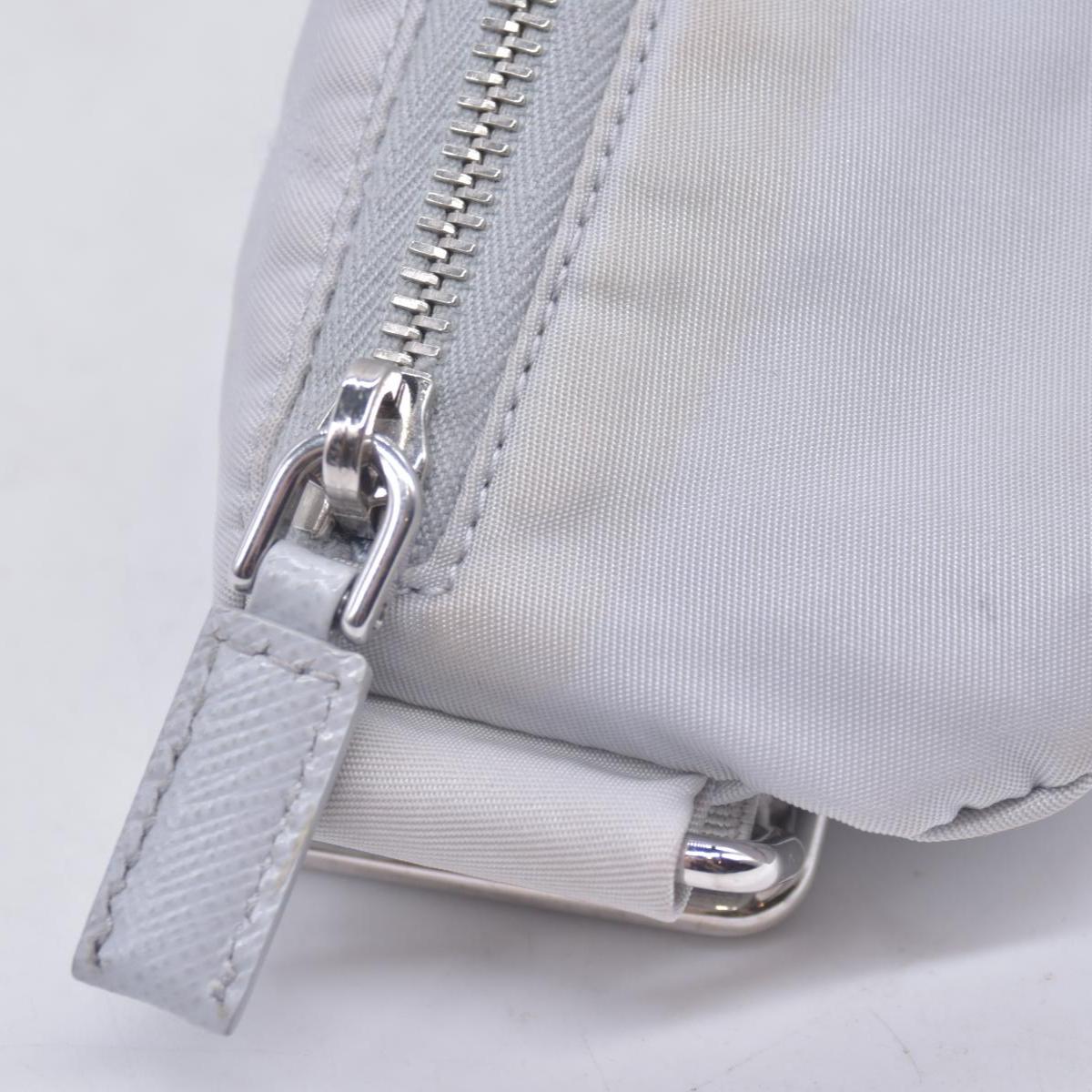 $925 Prada Triangle Plate Wrist Pouch Silver