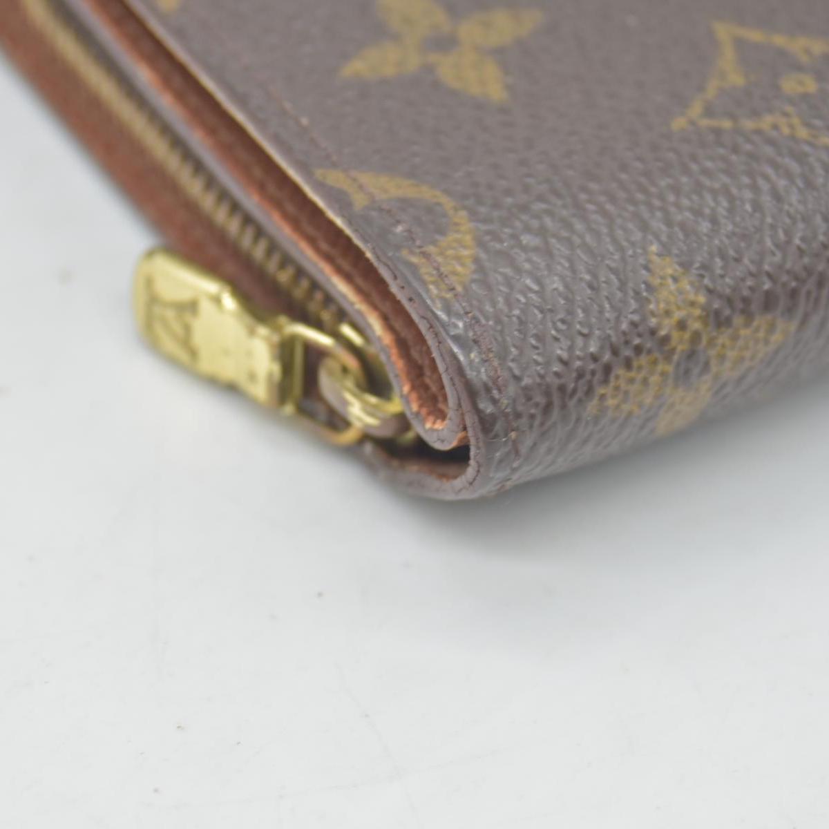 $750 Louis Vuitton Monogram Porte Papier Zippe Bifold Wallet Brown SP0078