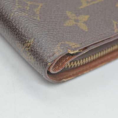 $750 Louis Vuitton Monogram Porte Papier Zippe Bifold Wallet Brown SP0078