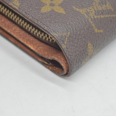 $750 Louis Vuitton Monogram Porte Papier Zippe Bifold Wallet Brown SP0078