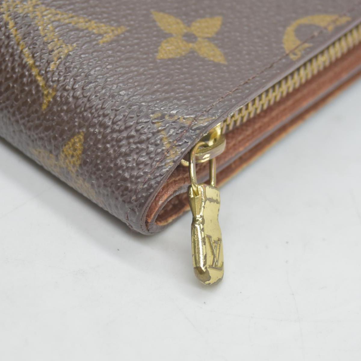 $750 Louis Vuitton Monogram Porte Papier Zippe Bifold Wallet Brown SP0078