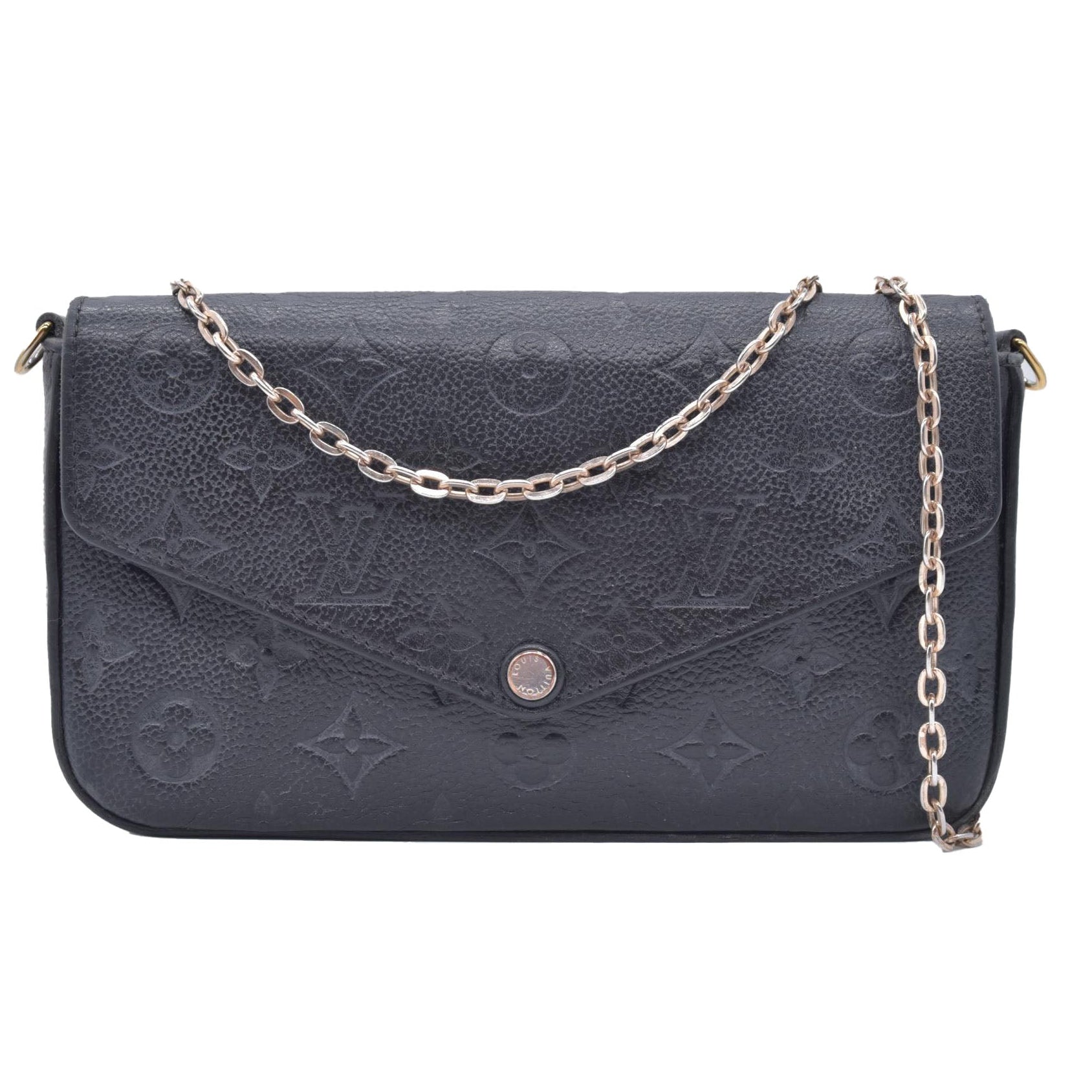 $1770 2019 Louis Vuitton Empreinte Pochette Felicie Chain Wallet Black SD1179 10020649