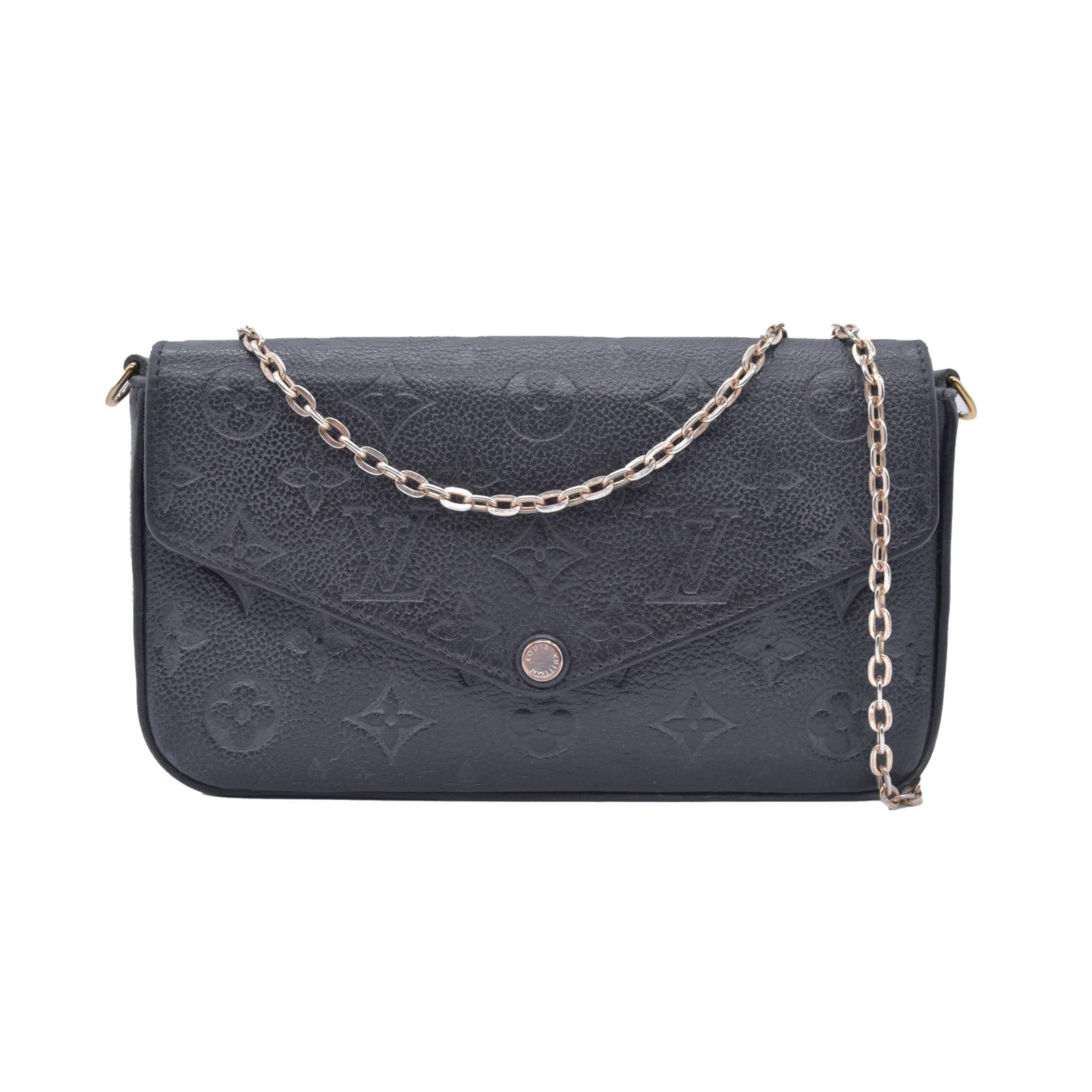 $1770 2019 Louis Vuitton Empreinte Pochette Felicie Chain Wallet Black SD1179