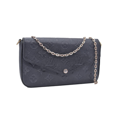 $1770 2019 Louis Vuitton Empreinte Pochette Felicie Chain Wallet Black SD1179