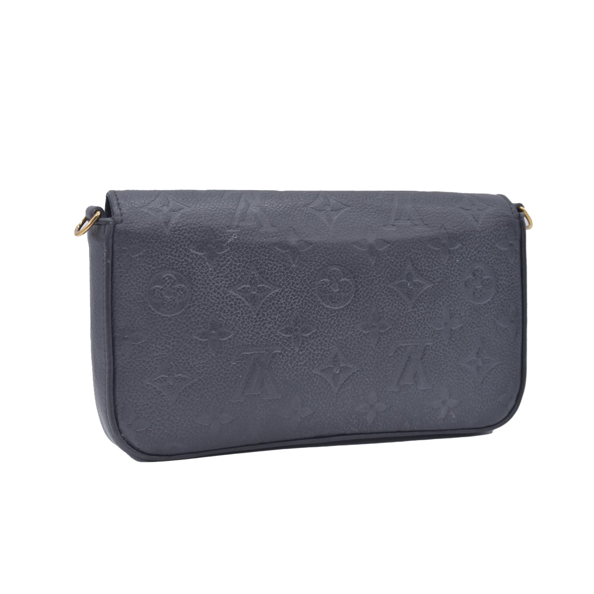 $1770 2019 Louis Vuitton Empreinte Pochette Felicie Chain Wallet Black SD1179