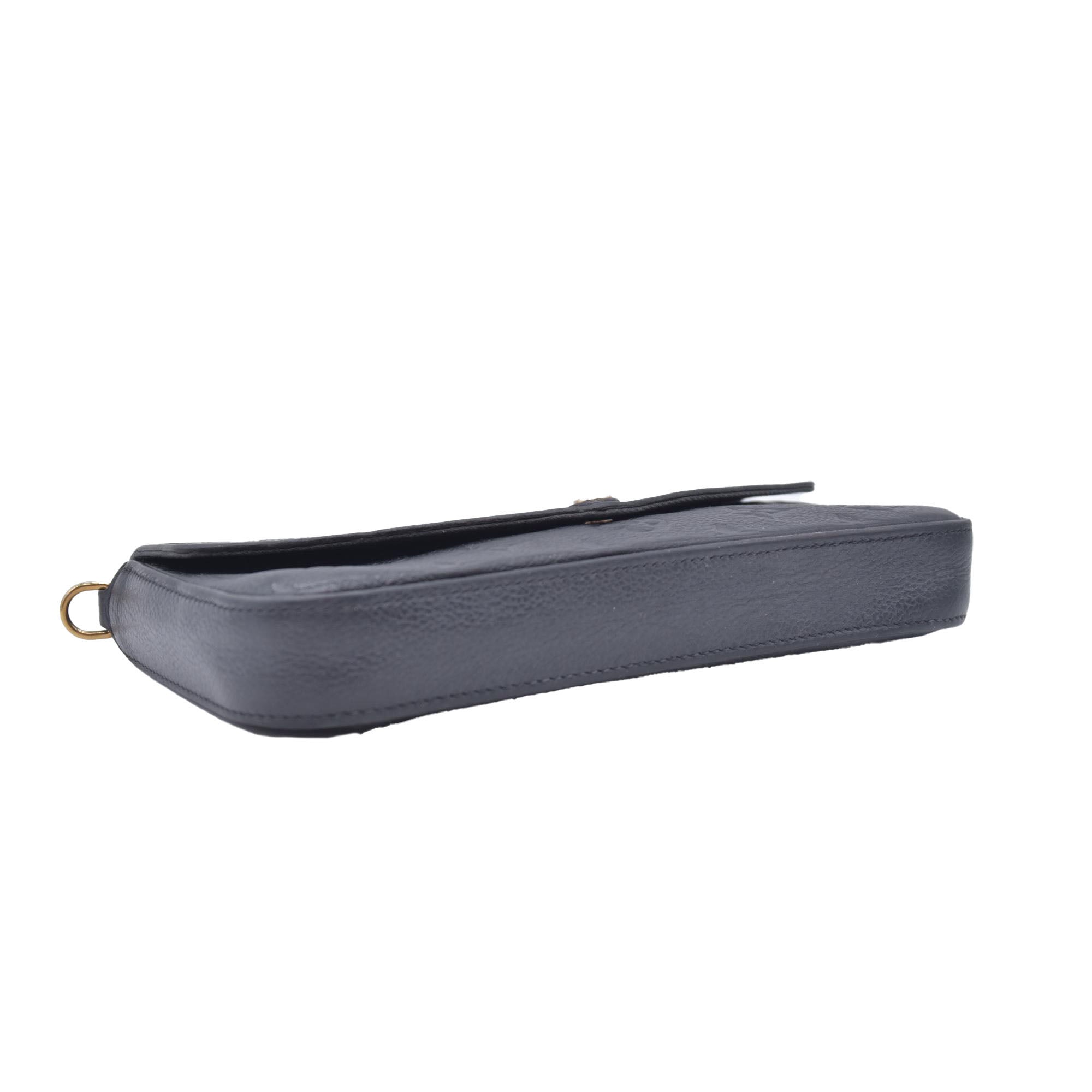 $1770 2019 Louis Vuitton Empreinte Pochette Felicie Chain Wallet Black SD1179