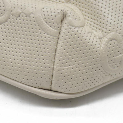 $950 Gucci  Calfskin GG Tennis Embossed Belt Bag Mystic White