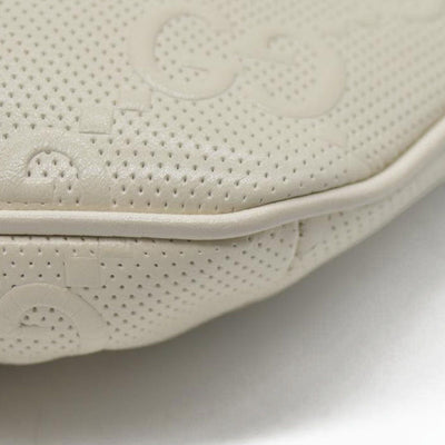 $950 Gucci  Calfskin GG Tennis Embossed Belt Bag Mystic White