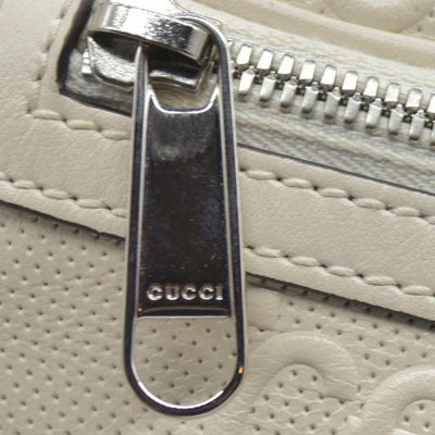 $950 Gucci  Calfskin GG Tennis Embossed Belt Bag Mystic White
