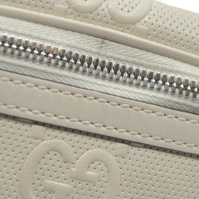 $950 Gucci  Calfskin GG Tennis Embossed Belt Bag Mystic White