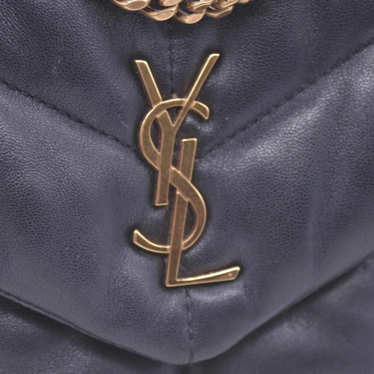 $2490 2022 Saint Laurent Lambskin Quilted Toy Loulou Puffer Monogram Chain Satchel Black