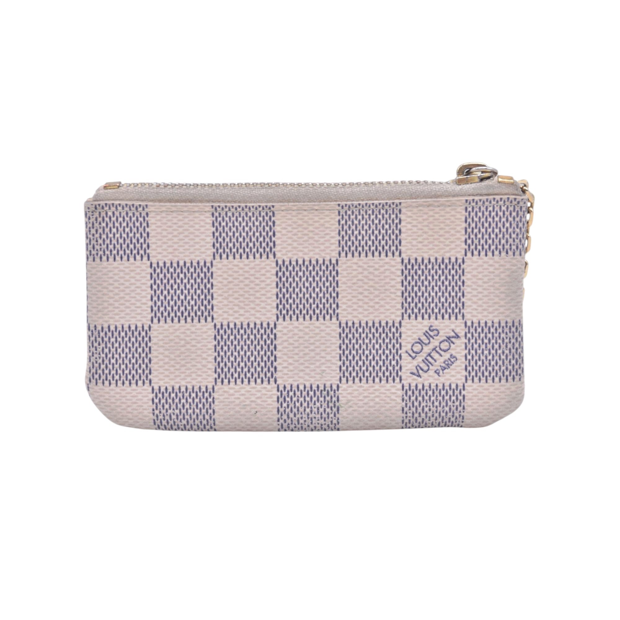 $325 2008 LOUIS VUITTON Damier Azur Cles Key Pouch GA0068 CONSIGNMENT 10021431