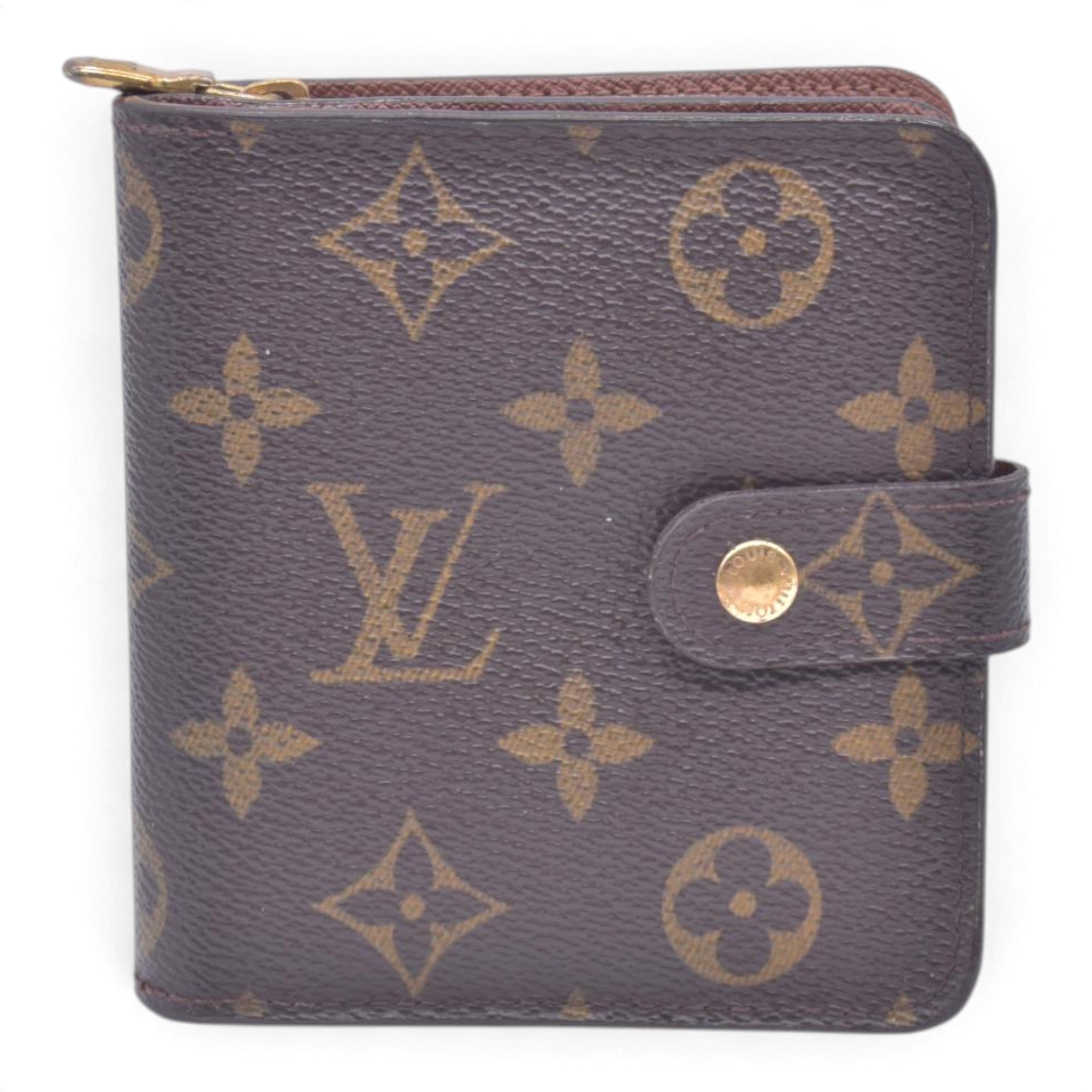 $580 2003 LOUIS VUITTON Monogram Compact Zip Wallet Brown CT0053 CONSIGNMENT 10021430