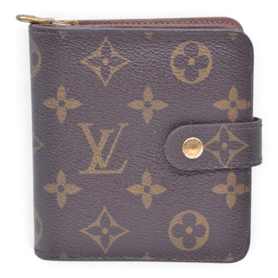 $580 2003 LOUIS VUITTON Monogram Compact Zip Wallet Brown CT0053 CONSIGNMENT 10021430