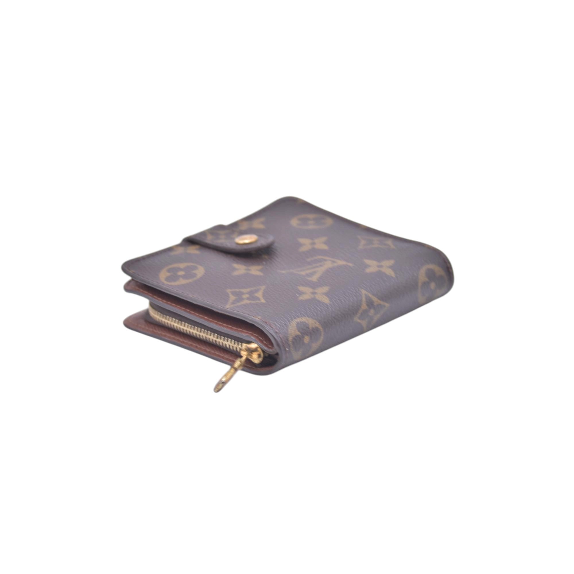 $580 2003 LOUIS VUITTON Monogram Compact Zip Wallet Brown CT0053 CONSIGNMENT 10021430