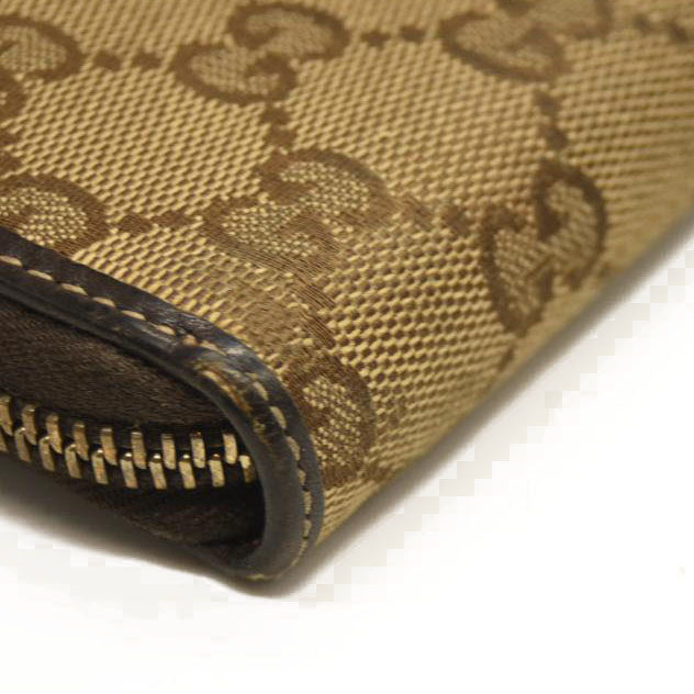 Gucci  Monogram Margaux Calfskin Lovely Zip Around Wallet Beige Ebony Cocoa