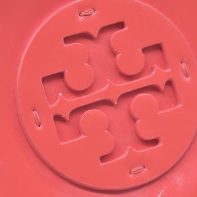 $180 TORY BURCH Patent Leather Double T Logo Cosmetic Pouch Coral Pink CONSIGNMENT 10021422
