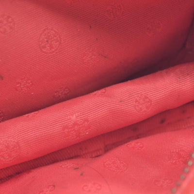 $180 TORY BURCH Patent Leather Double T Logo Cosmetic Pouch Coral Pink CONSIGNMENT 10021422