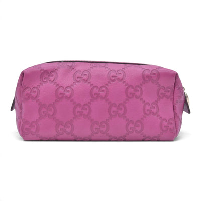 $480 GUCCI Guccissima Leather Heart Charm Cosmetic Pouch Pink CONSIGNMENT 10021425