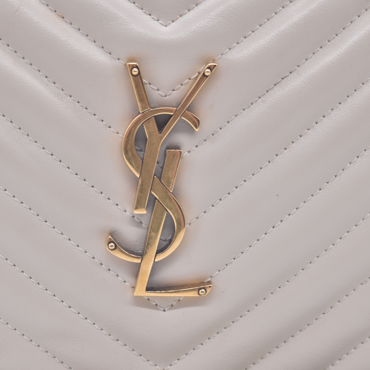 $1950 2022 Saint Laurent Calfskin Matelasse Monogram Lou Camera Bag Crema Soft