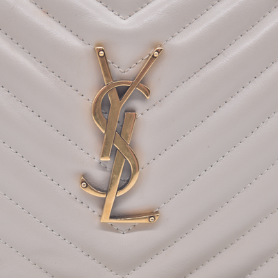$1950 2022 Saint Laurent Calfskin Matelasse Monogram Lou Camera Bag Crema Soft