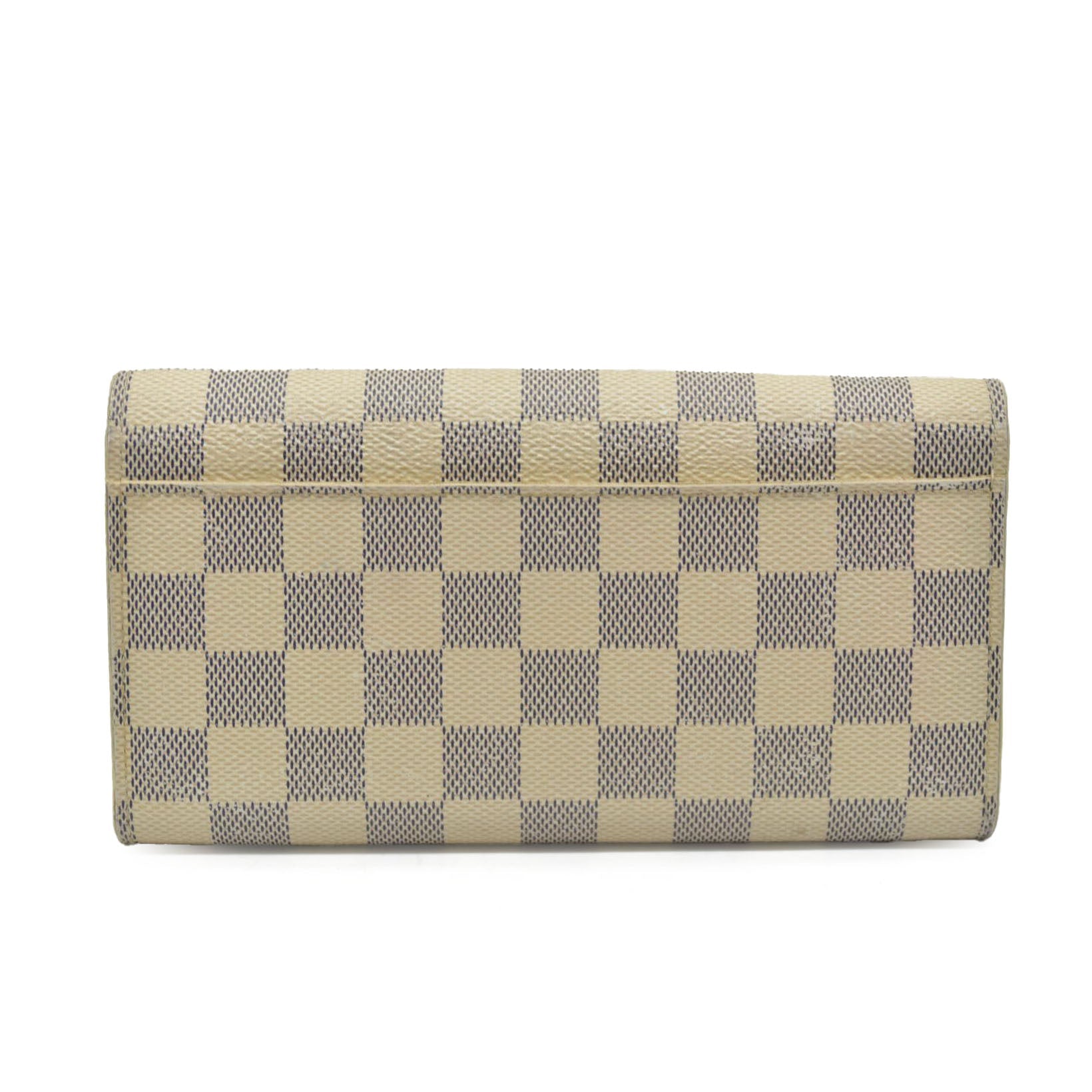 $775 Louis Vuitton Damier Azur Sarah NM Flap Wallet White Canvas SN1195