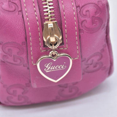 $480 GUCCI Guccissima Leather Heart Charm Cosmetic Pouch Pink CONSIGNMENT 10021425