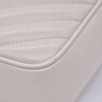 $1950 2022 Saint Laurent Calfskin Matelasse Monogram Lou Camera Bag Crema Soft