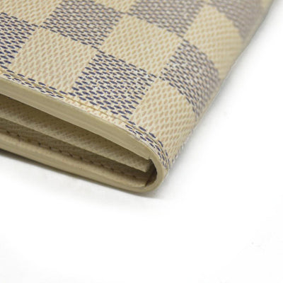 $775 Louis Vuitton Damier Azur Sarah NM Flap Wallet White Canvas SN1195