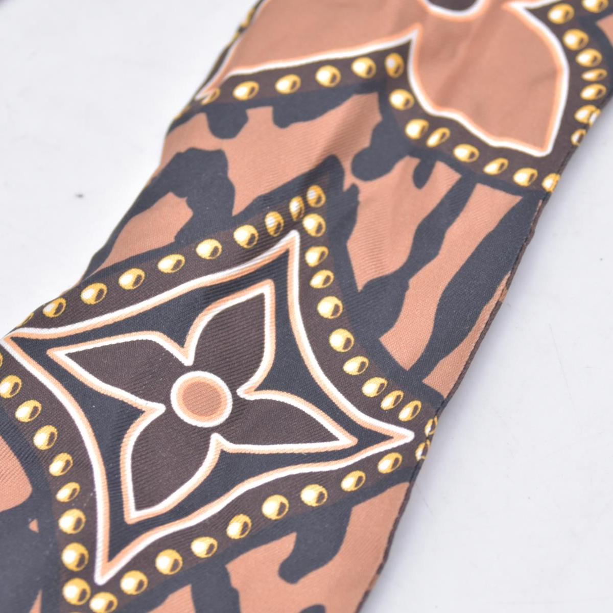 $270 LOUIS VUITTON Silk Monogram Wild At Heart Bandeau Scarf Brown Beige CONSIGNMENT 10021424