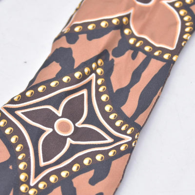 $270 LOUIS VUITTON Silk Monogram Wild At Heart Bandeau Scarf Brown Beige CONSIGNMENT 10021424