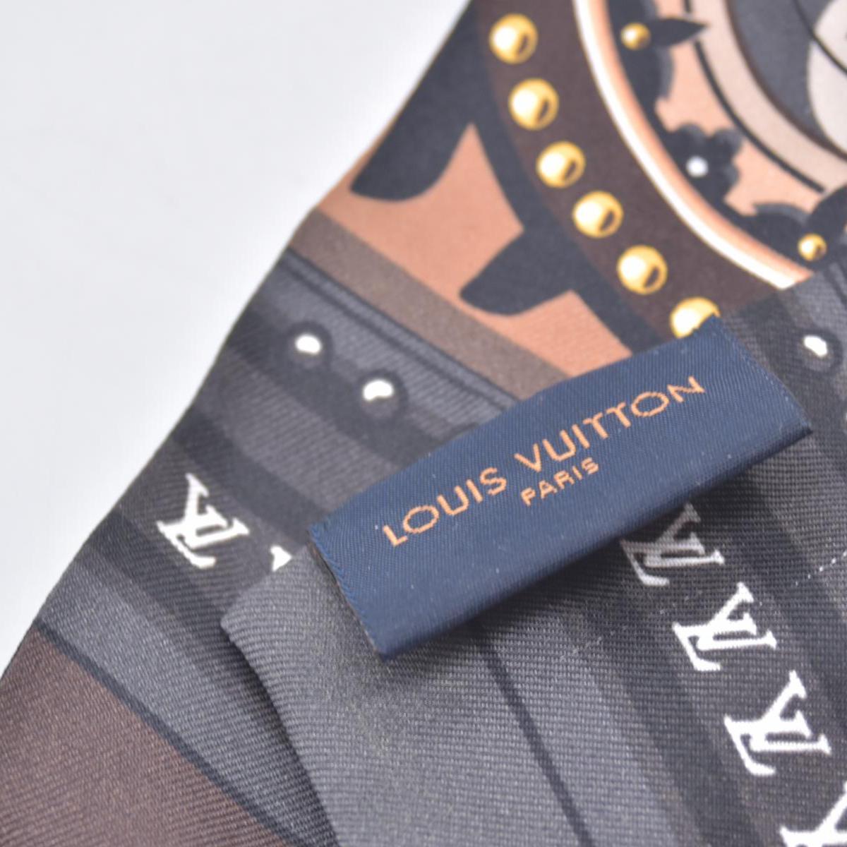 $270 LOUIS VUITTON Silk Monogram Wild At Heart Bandeau Scarf Brown Beige CONSIGNMENT 10021424