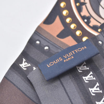 $270 LOUIS VUITTON Silk Monogram Wild At Heart Bandeau Scarf Brown Beige CONSIGNMENT 10021424