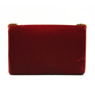 SAINT LAURENT Velvet Medium Monogram Kate Tassel Shoulder Bag Red