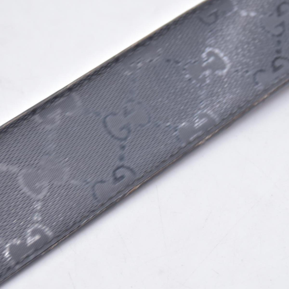 $490 GUCCI Imprime Monogram Interlocking G Buckle Belt Black Dark Grey CONSIGNMENT 10021426