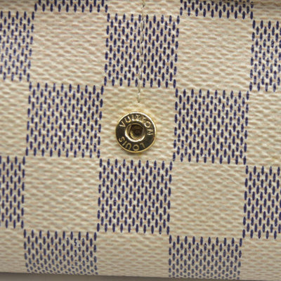 $775 Louis Vuitton Damier Azur Sarah NM Flap Wallet White Canvas SN1195