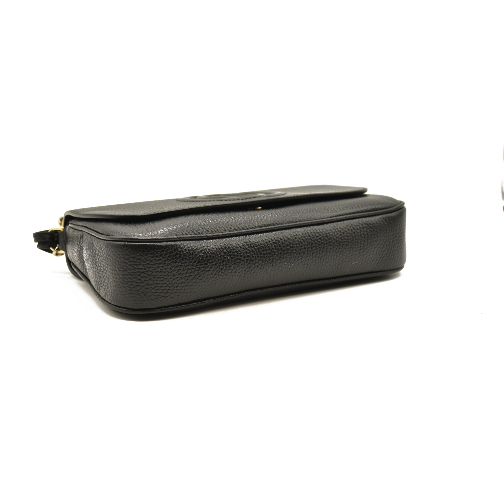 Gucci  Pebbled Calfskin Medium Soho Flap Crossbody Black NEW